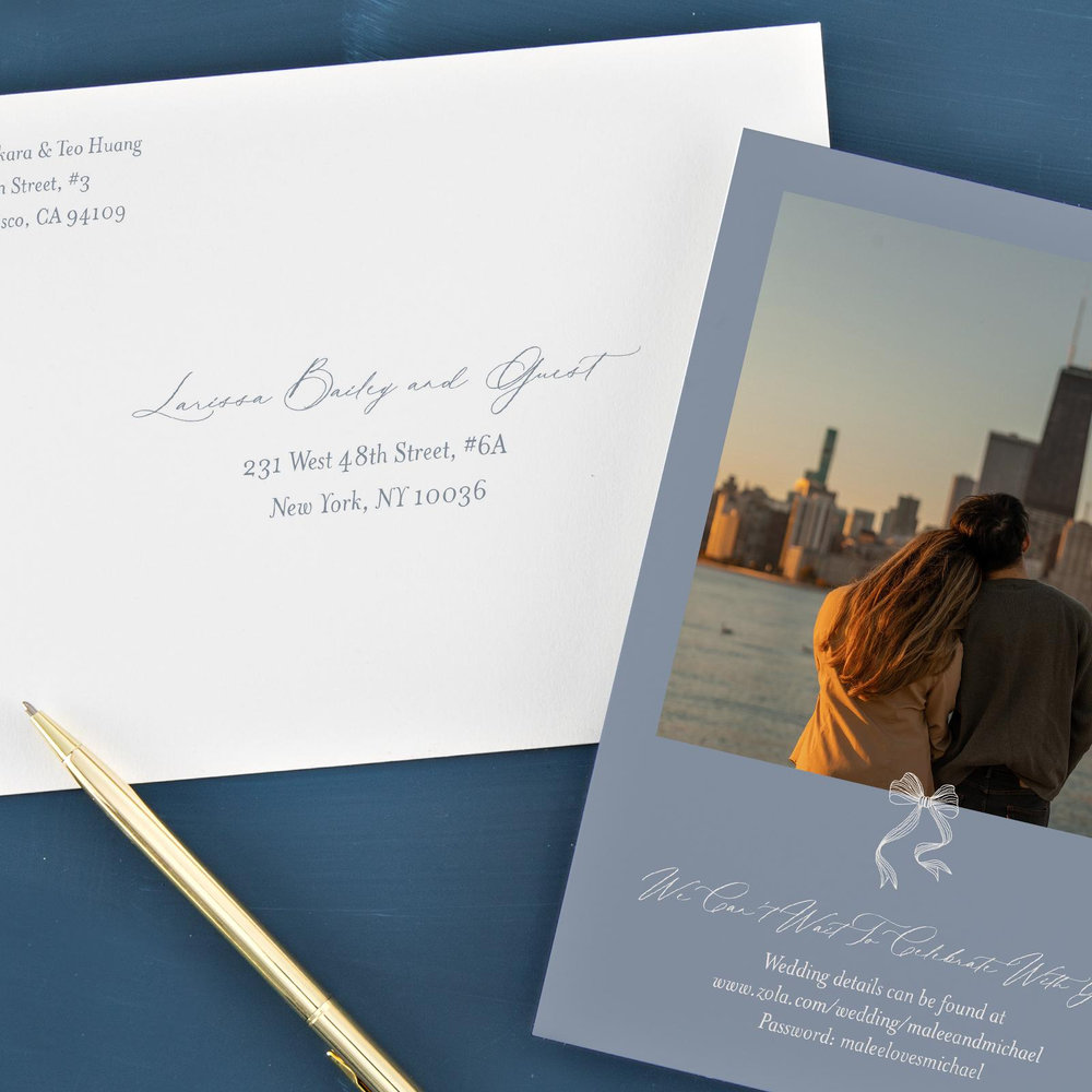 Lecco Portrait | Periwinkle Gray | Zola Wedding & Bridal Shower Invitations