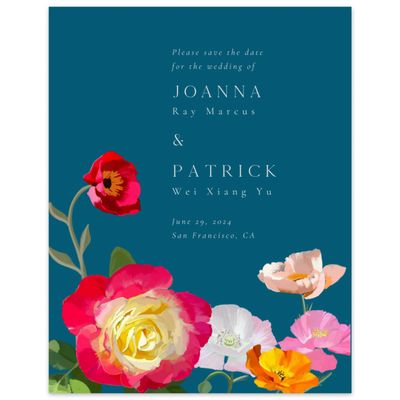 Teal Blue Wedding Digital Save the Date - Leora Portrait