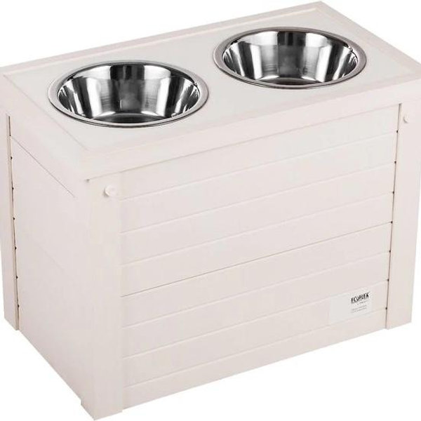 NEW AGE PET ECOFLEX Piedmont Double Diner Elevated Dog Bowls & Storage, Russet, 4-cup - Chewy.com