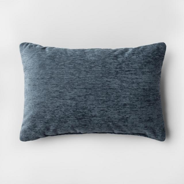 Solid Lumbar Chenille Throw Pillow Blue - Threshold™