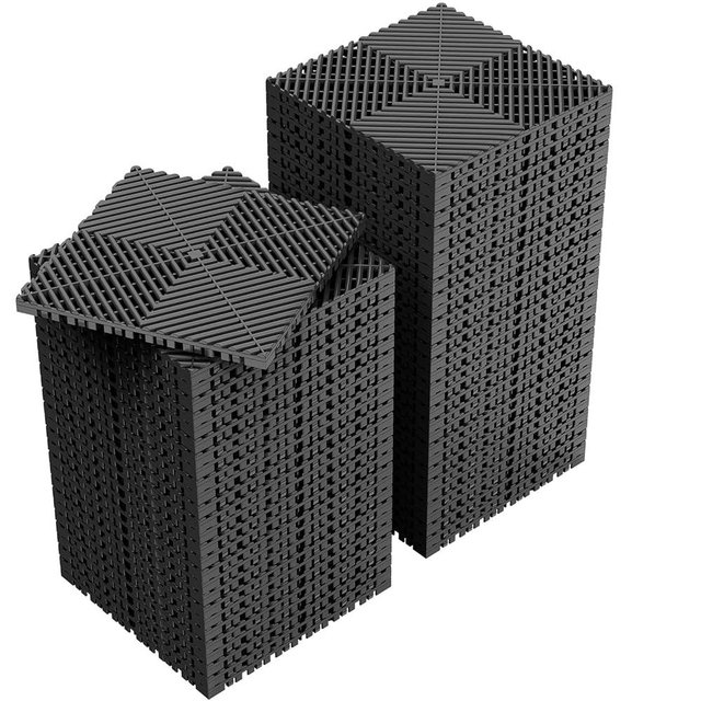 Jocoevol 60-Pcs Interlocking Tile, 12" x 12" Indoor/Outdoor Self-Drainage Interlocking Floor Tiles, Non-Slip Heavy-Duty Polypropylene Splicing Flooring Tile for Garage Patio Pool Bathroom, Black