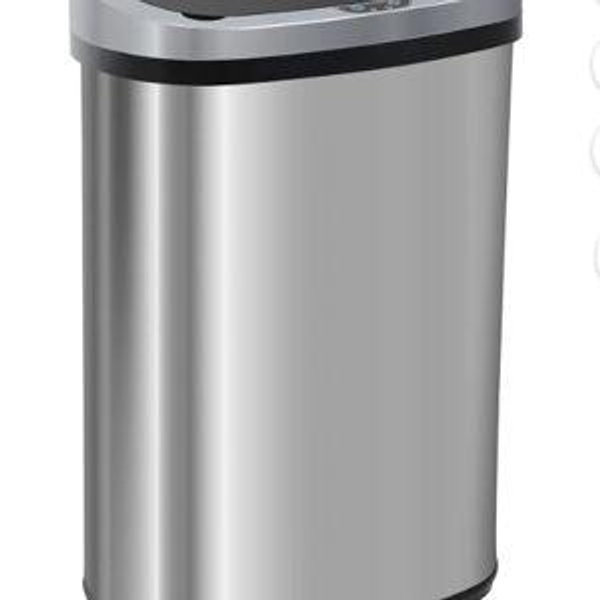 BestOffice 13 Gallon Stainless Steel Touchless Garbage Trash Can with Motion Sensor for Indoor Use (Silver)