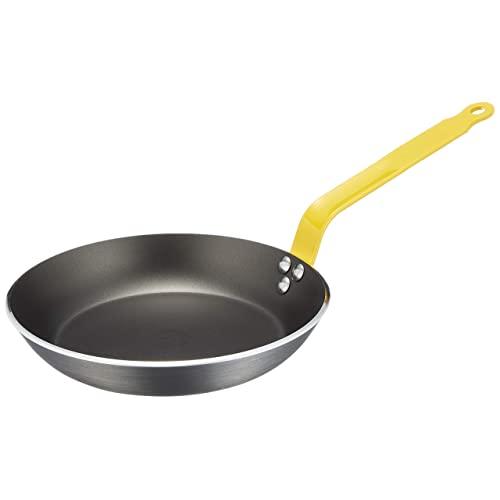 CHOC Round Non-stick Aluminum Fry Pan 3 mm Thick 9.5-Inch Yellow Handle