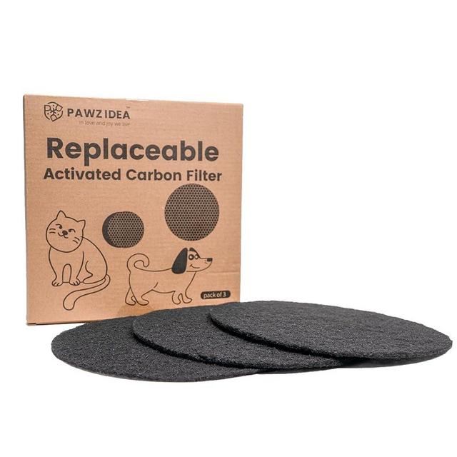 PAWZIDEA 3-Pack Replacement Activated Carbon Filter Outdoor Ready 3.1 Gallon Dog Poop Trash Can Brown/Black/Gray, 7.8" Round, 1/5" Thick Deodorizing Carbon Filters, Effective Odor Control