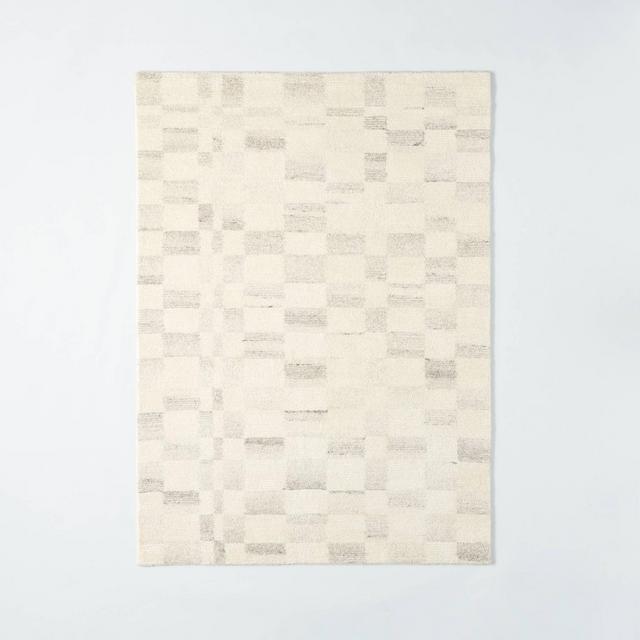5'x7' Irregular Checkerboard Tufted Rug Cream - Threshold™ designed with Studio McGee