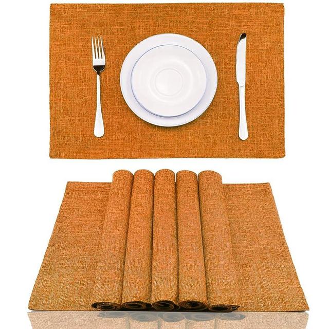 Weabetfu Cloth Placemats Set of 4 Heat Resistant Dining Table Placemmats Cotton Linen Machine Washable Kitchen Table Mats Wrinkle Free Thick Fabric Place Mats,Easy to Clean,13" x 19"