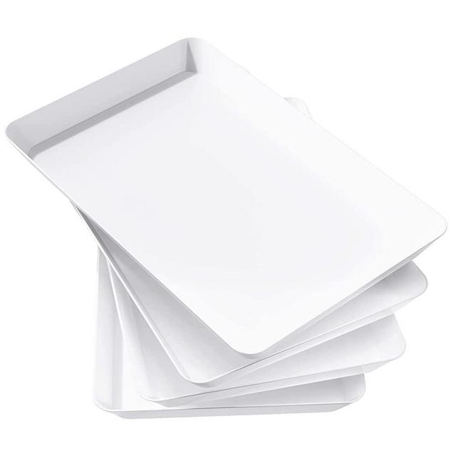 Lifewit Serving Tray Plastic, Serving Platters Dishes for Party, 15" x 10" Reusable Food Tray for Snacks, Food, Cookies, Dessert, Set of 4, BPA Free