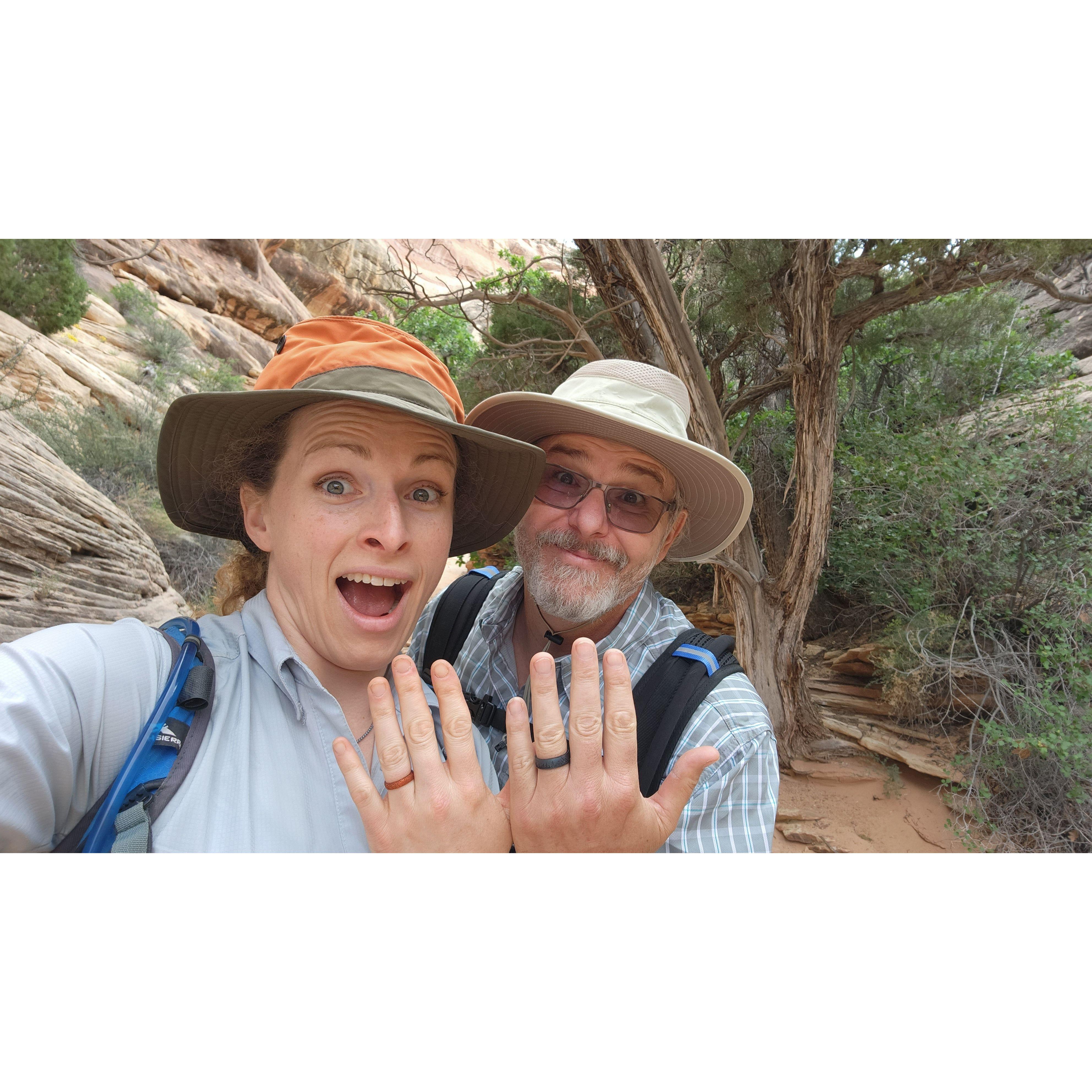 Right after getting engaged at Druid Arch in Utah!
