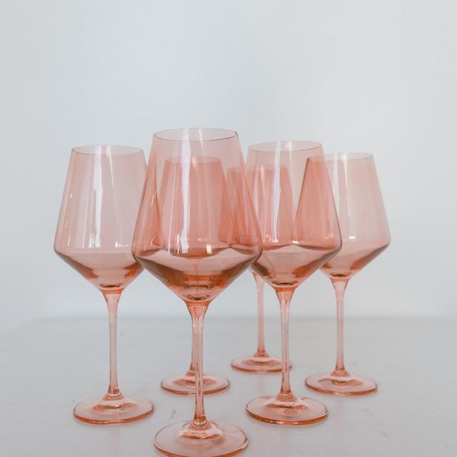 Estelle Colored Wine Stemware - Set of 6 {Blush Pink}