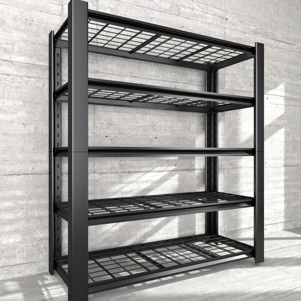 5 Tier - Heavy Duty Garage Shelving Unit with Wire Grid Shelves, 76.6" H x 60" W x 24" D
