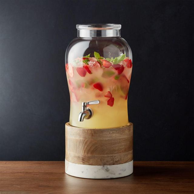 Beau Drink Dispenser with Wood-Marble Stand