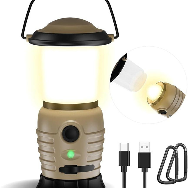Camping Lantern Rechargeable, Portable LED Camping Lantern - 4000mAh Battery Powered Tent Light with 4 Modes for Indoor Outdoor Home Emergency Light Power Outages Hiking Fishing Picnicking