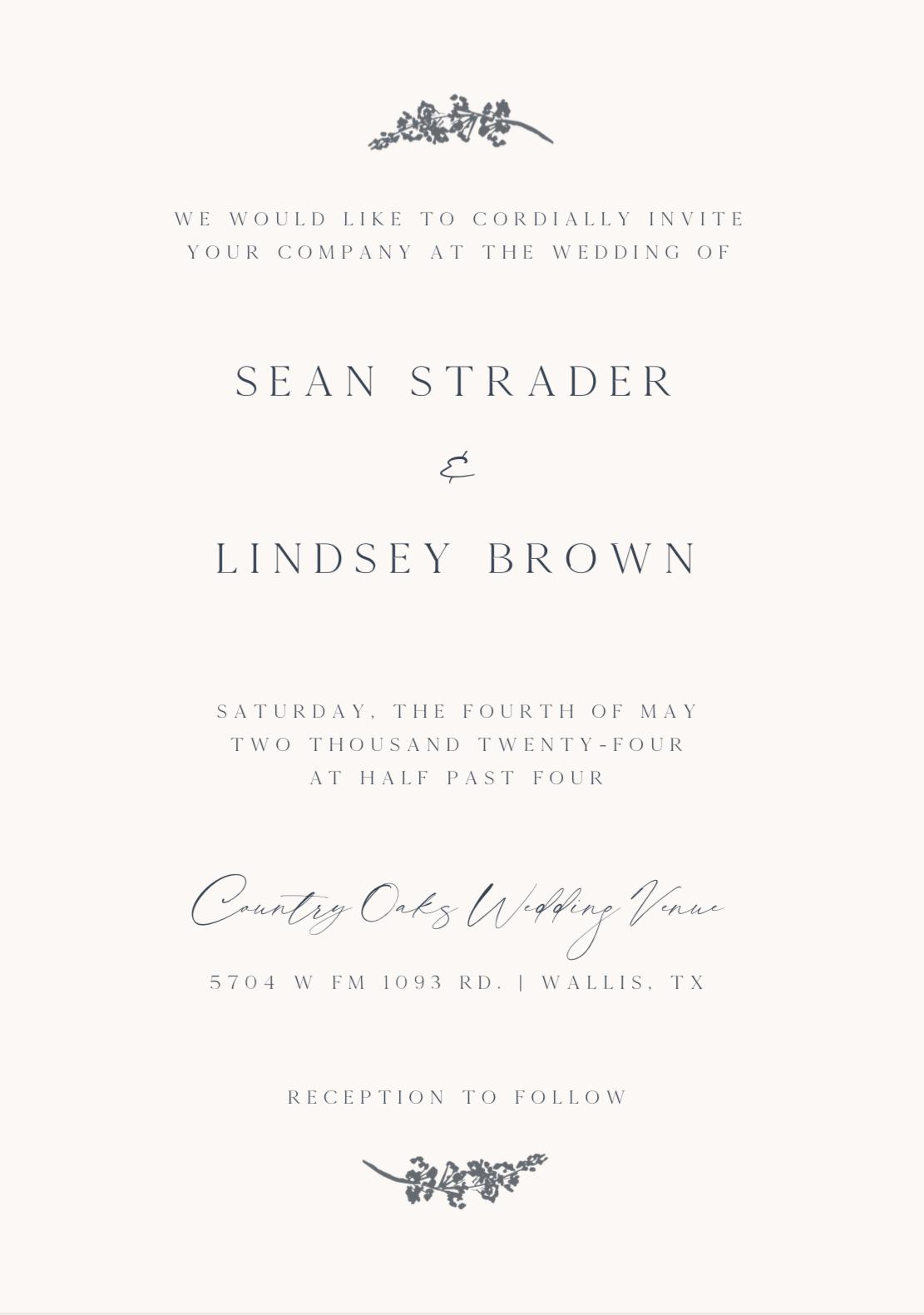 The Wedding Website of Lindsey Brown and Sean Strader