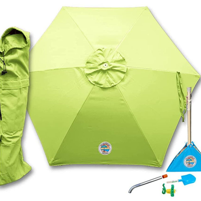 beachBUB ™ All-In-One Beach Umbrella System. Includes 7 ½' (50+ UPF) Umbrella, Oversize Bag, beachBUB ™ Base & Accessory Kit