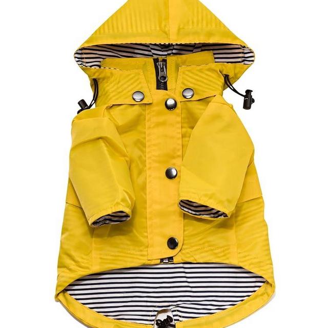 Ellie Dog Wear Zip Up Dog Raincoats with Reflective Buttons, Pockets, Rain/Water Resistant, Adjustable Drawstring, & Removable Hood - XXS to XXL - Stylish Premium Dog Raincoats (Yellow, XX-Large)