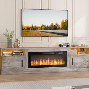 Bossin 80" Fireplace TV Stand with 36" Electric Fireplace, TV Stand for TVs Up to 90", 16 Colors LED Lights/Entertainment Center Sale