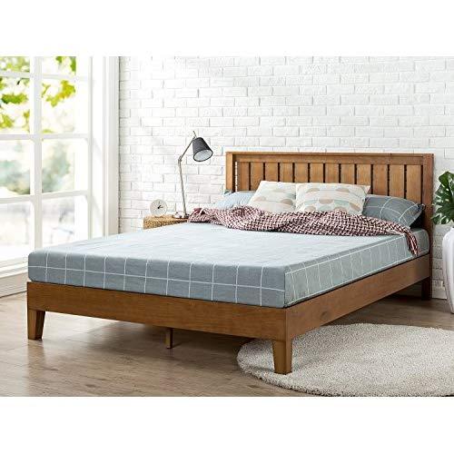 Zinus OLB-PWPBBHO-12K Alexis 12 Inch Deluxe Wood Platform Bed with Headboard / No Box Spring Needed / Wood Slat Support / Rustic Pine Finish, King