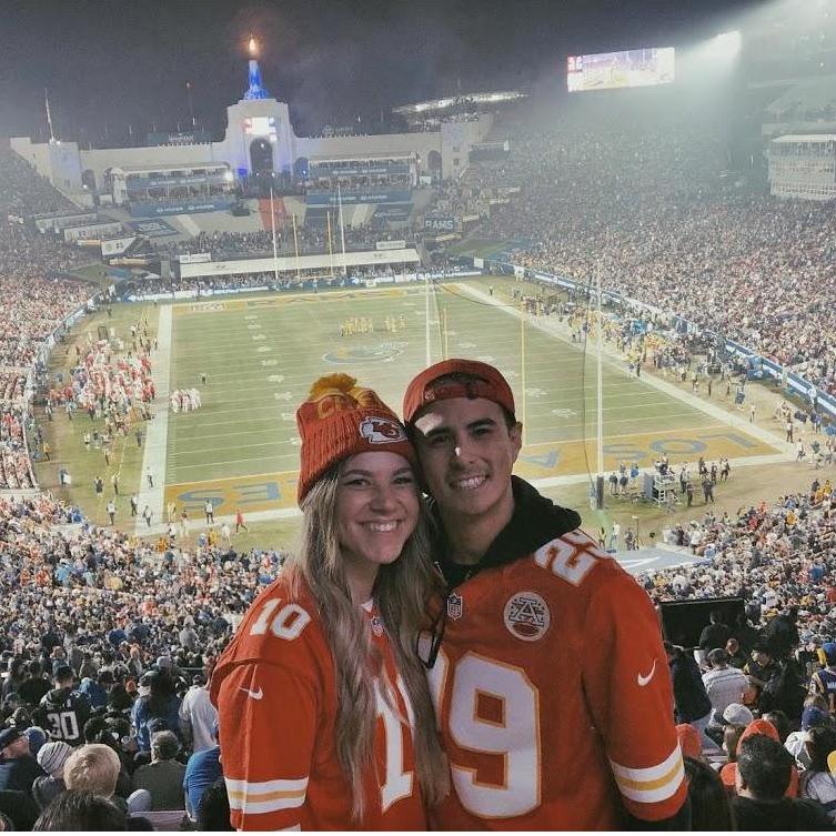 There's no guessing who we were rooting for during the LA/KC game at the Los Angeles Coliseum. Kira successfully converted Michael into a die hard Kansas City Chiefs fan!