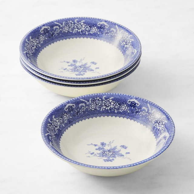 English Floral Salad Bowl, Blue, Each
