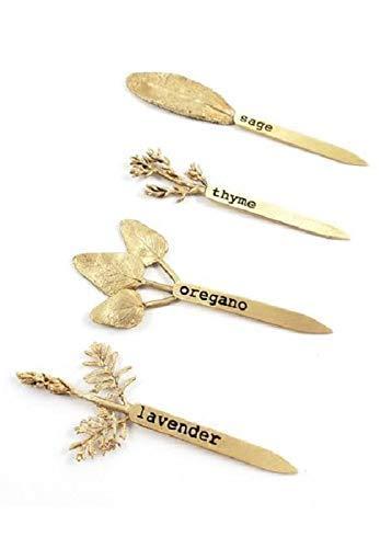 Ariana Ost Classic Made From Brass Engraved Garden Metallic Markers - set of 4 (Lavender, Oregano, Thyme, and Sage) - Perfect New Year Gift!