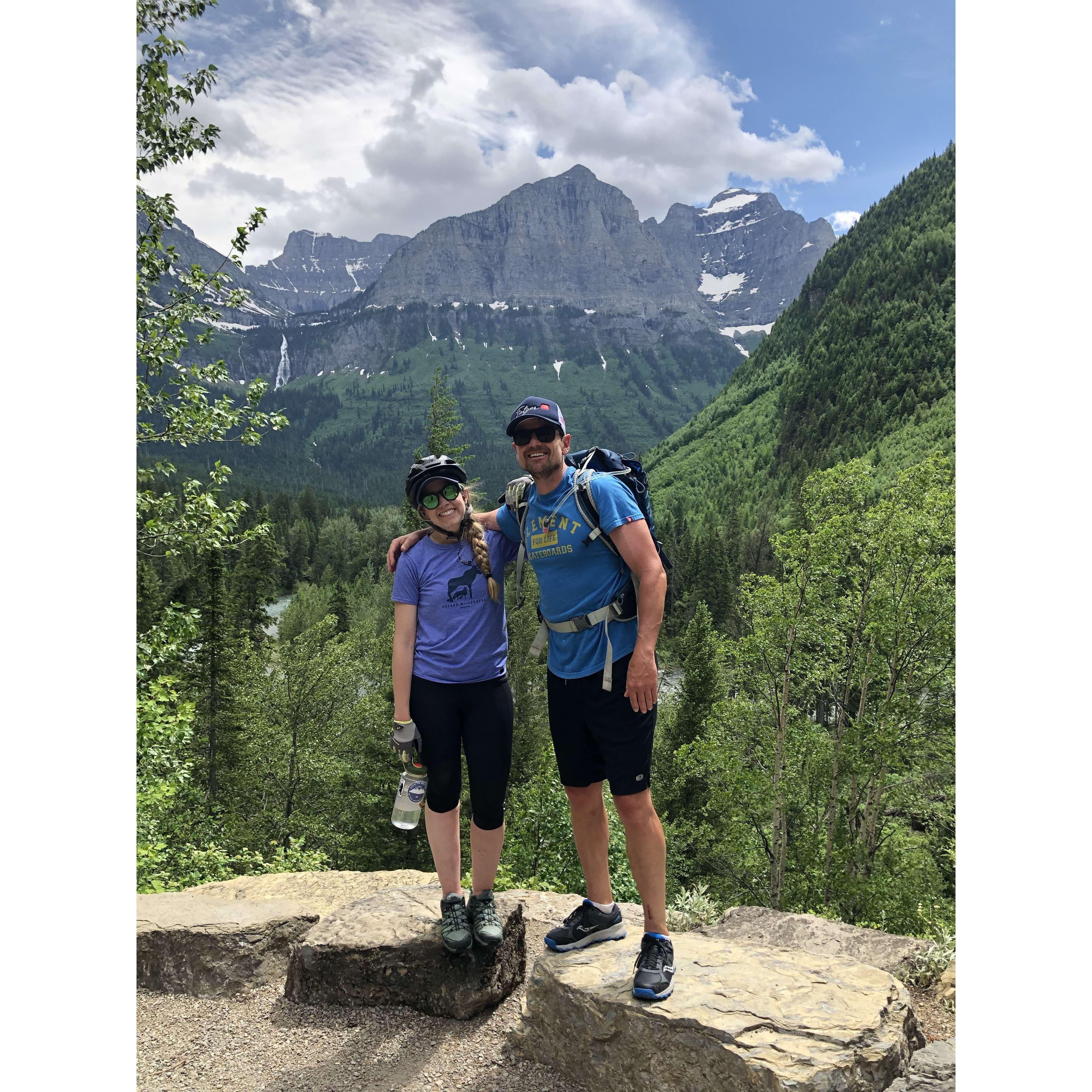 Biking up Going to the Sun Road, Glacier National Park