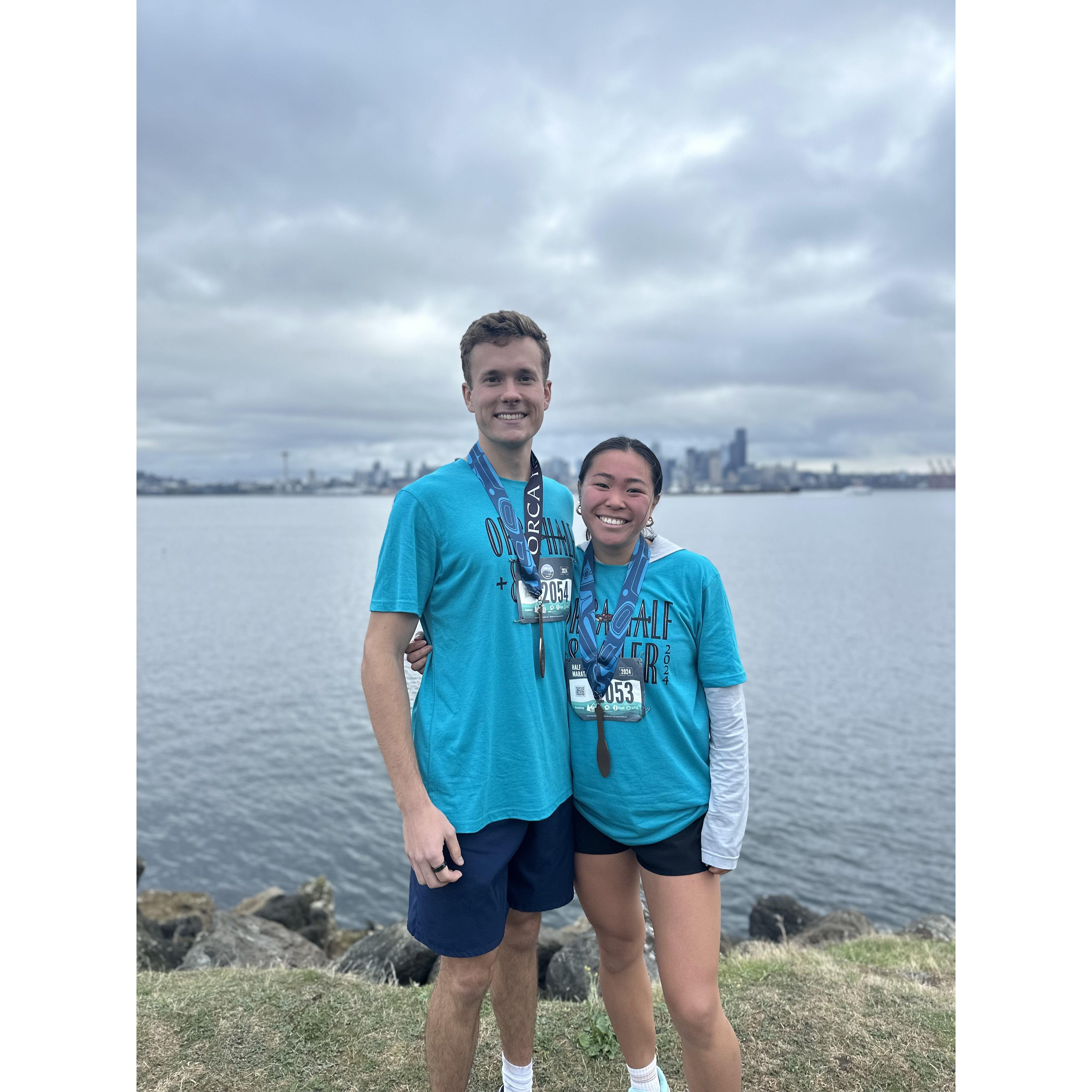Ran a half-marathon together in Seattle!