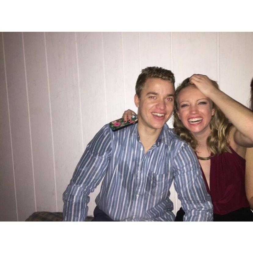 This was our first picture together at our first New Year's Eve celebration going into 2015. Champagne was sprayed everywhere and Jim was in its path.
