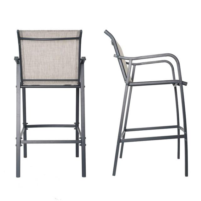 2pk Lightweight Outdoor Bar Stools Counter Height Patio Bar Chairs Gray/Brown - Crestlive Products