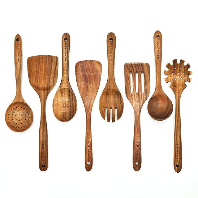 BOKALAKA Wooden Spoons for Cooking, Wooden Utensils for Cooking 7