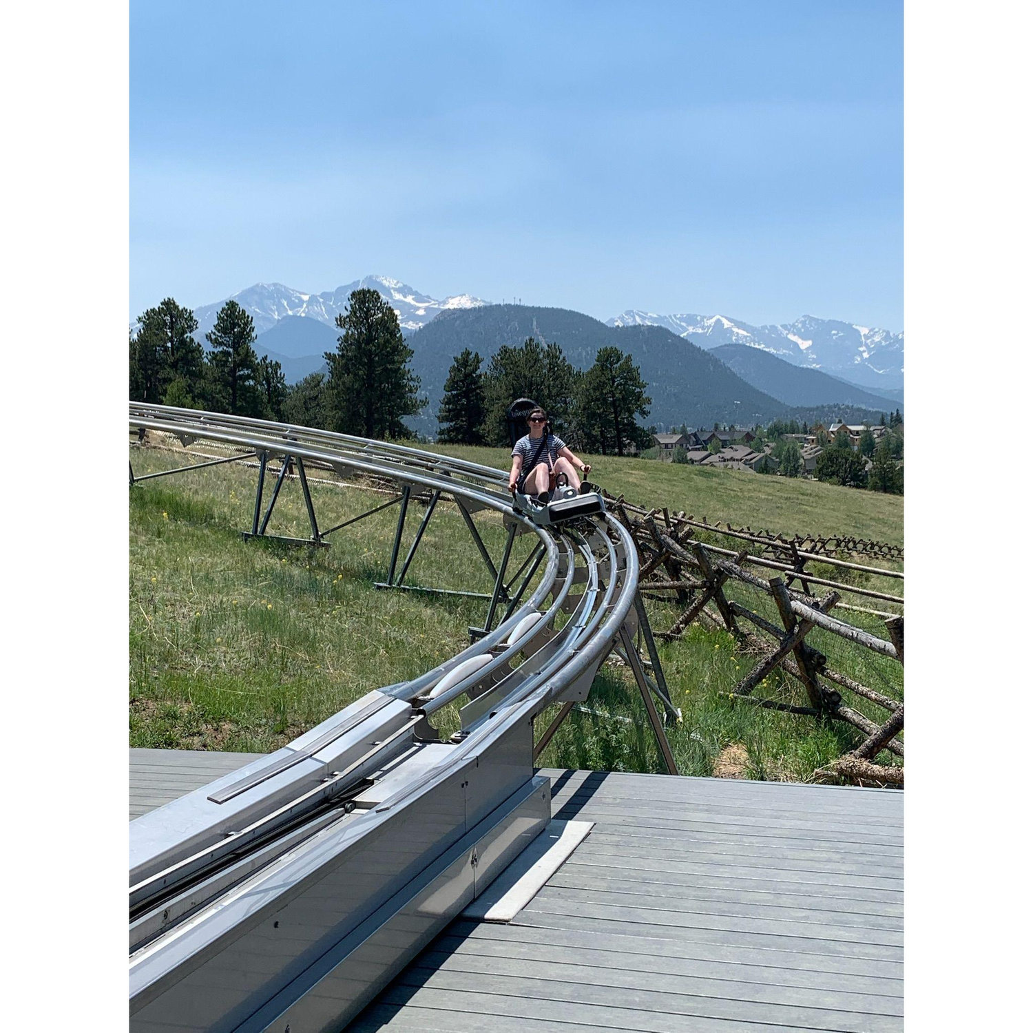 Caroline on a mountain coaster near Denver, CO. June 2022
