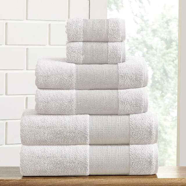 Modern Threads - Air Cloud 6-Piece 100% Zero-Twist Cotton Towel Set - Bath Towels, Hand Towels, & Washcloths - Super Absorbent & Quick Dry - 500 GSM - Soft & Plush