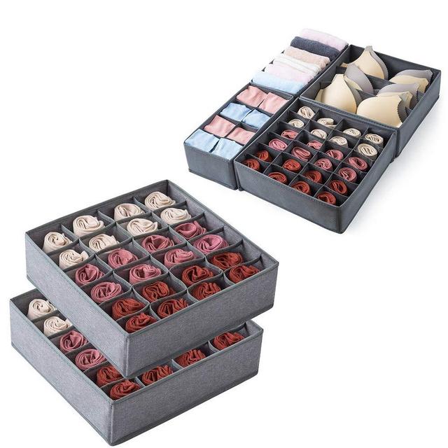 4 Pack Drawer Organizer and 2 Pack Socks, Underwear Drawer Organizer