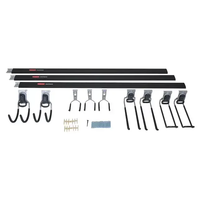 Rubbermaid FastTrack Garage 12-Piece Black/Silver Steel Multipurpose Storage Rail System