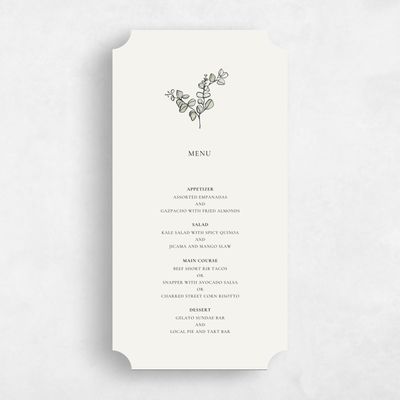 Beige Ticket Wedding Menu - Livonia