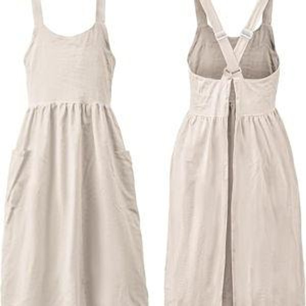 Uaussi Cotton Linen Apron Cross Back