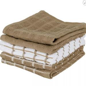 John Ritzenthaler Co. Terry Check Dish Cloth, Set of Six - mocha