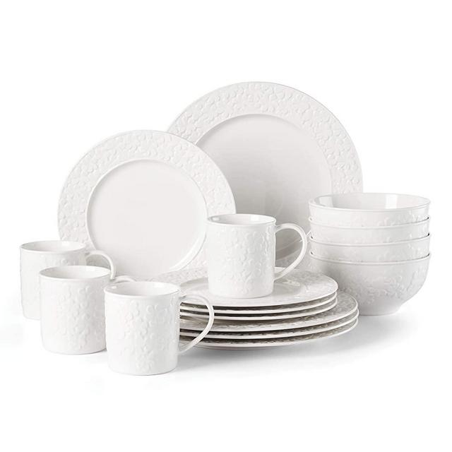 KATE SPADE Blossom Lane 16-Piece Dinnerware Set, 20.70 LB, White