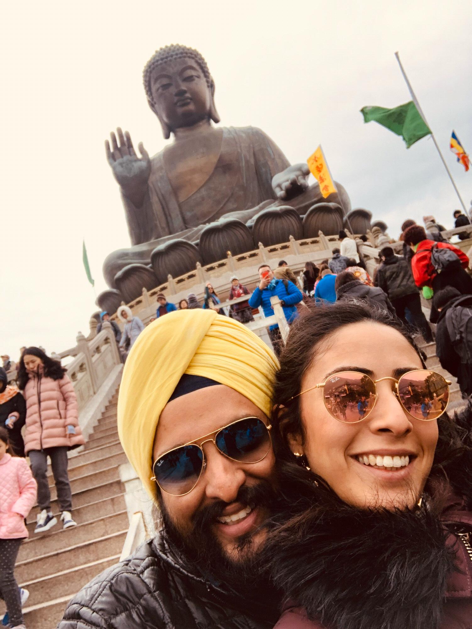 Selfie with the Big Buddha in Hong Kong