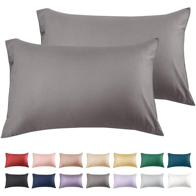 Warmstar Cotton Pillow Cases Standard Size Set of 2, 600 Thread Count Pillowcases 20x26 Inches, Soft Long Staple Cotton Pillowcases Breathable with Envelope Closure,Dark Grey
