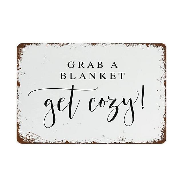 NAMEY Vintage Funny Wall Decor Sign Grab A Blanket and Get Cozy Wedding Signs Wedding Blanket Sign 8x12 Inch Decor for Bar Cafe Home Store Hotel Office Room