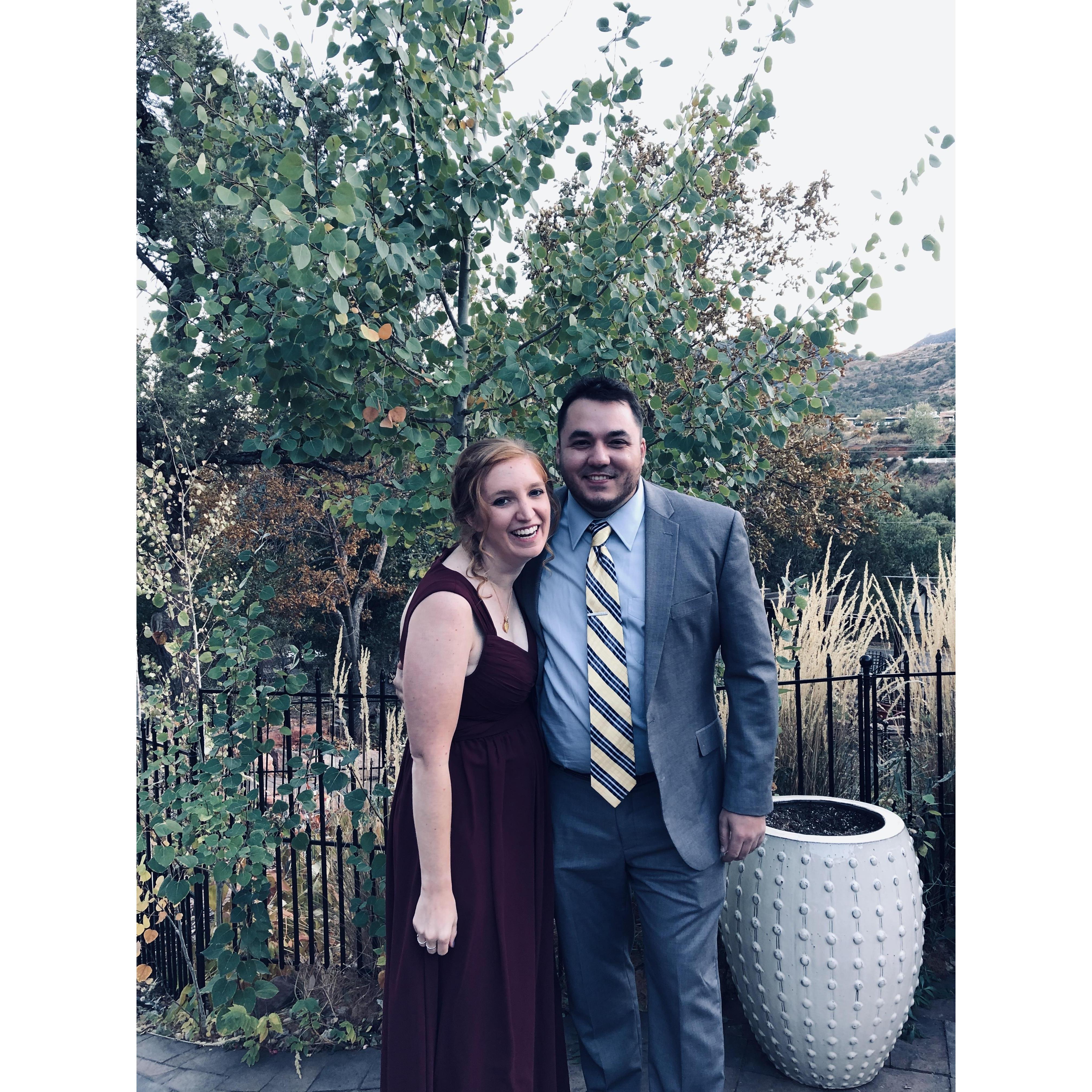 Allie as a bridesmaid in her friend Jillian's wedding in Manitou Spring, CO - October 2019