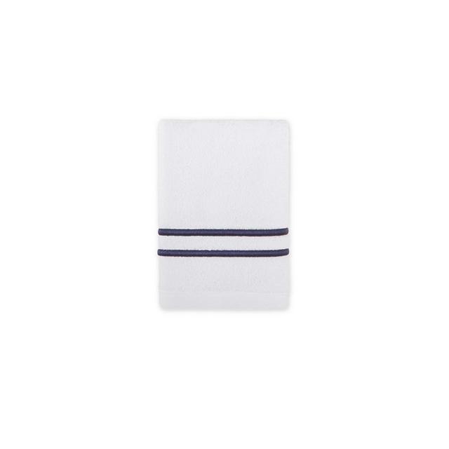 Wamsutta® Classic Baratta Turkish Cotton Embroidered Washcloth in White/Navy