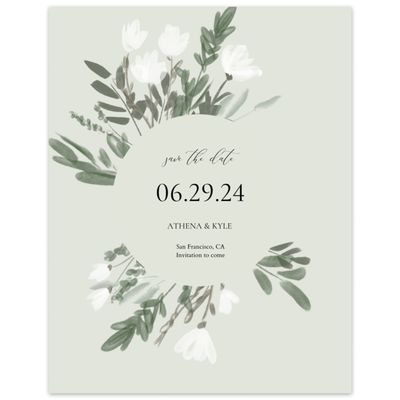 Lightest Green Wedding Digital Save the Date - Oaklyn Portrait