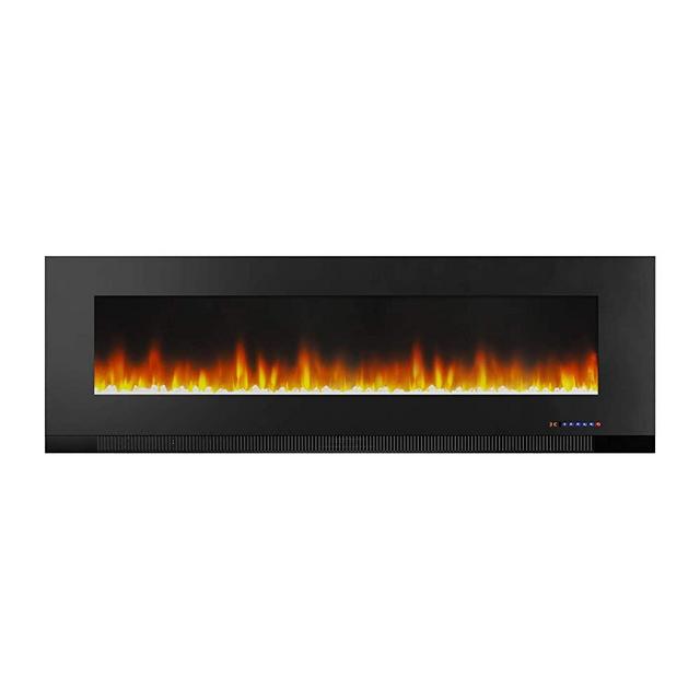 Amazon Basics Wall-Mounted Recessed Electric Fireplace - 60-Inch, Black