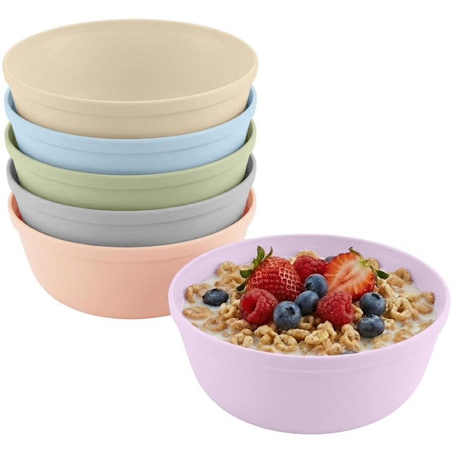 MASTERCOOK Plastic Bowls Set of 6 – 15oz Multipurpose Deep Plates Salad and Pasta Bowls Ideal for Home, Kids, Parties – Stackable Bowl for Kitchen – Non-BPA and Food Grade – Pastel Colors