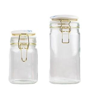 Strawberry Street Carrara Glass Canister, Set Of 2, Cobalt | Wayfair