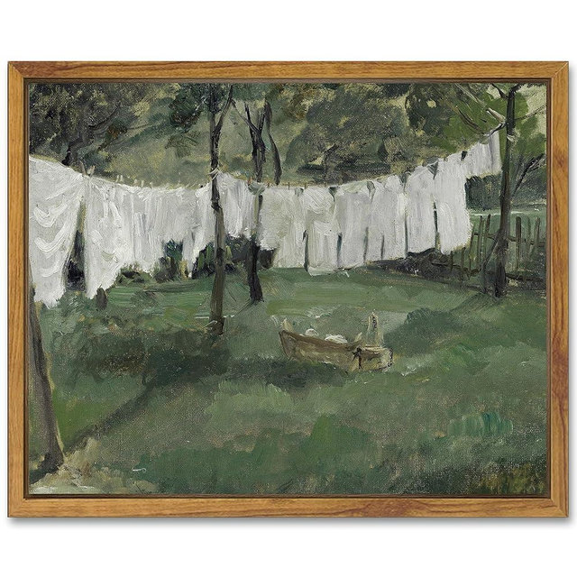 SHENIFY 8x10in Laundry Room Vintage Framed Canvas Wall Art Decor - Natural Framed
