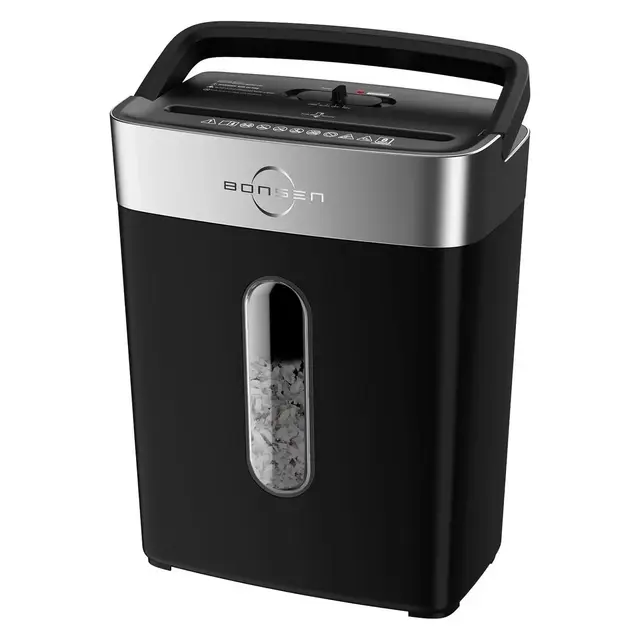 BONSEN 8-Sheet Crosscut Shredder for Home Office, P-4 high security, shreds credit cards, 4-gallon bin, ETL certified, compact for home use