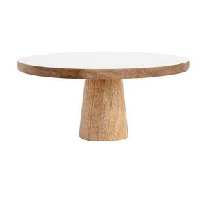Mango Wood & White Enamel Cake Stand