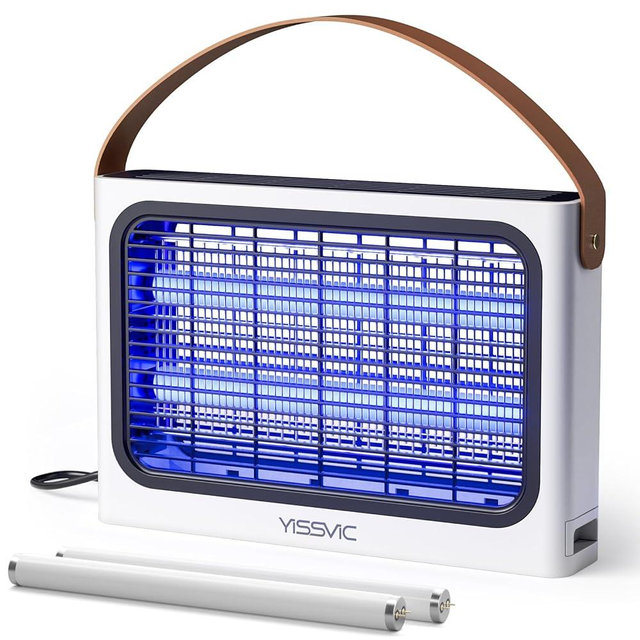 YISSVIC 20W Indoor Bug Zapper Electric Fruit Flies Traps for Indoors Mosquito Zapper Electric Moth Gnat Fly Zapper Extra 2 Bulbs for Home Kitchen Dining Living Room (White)